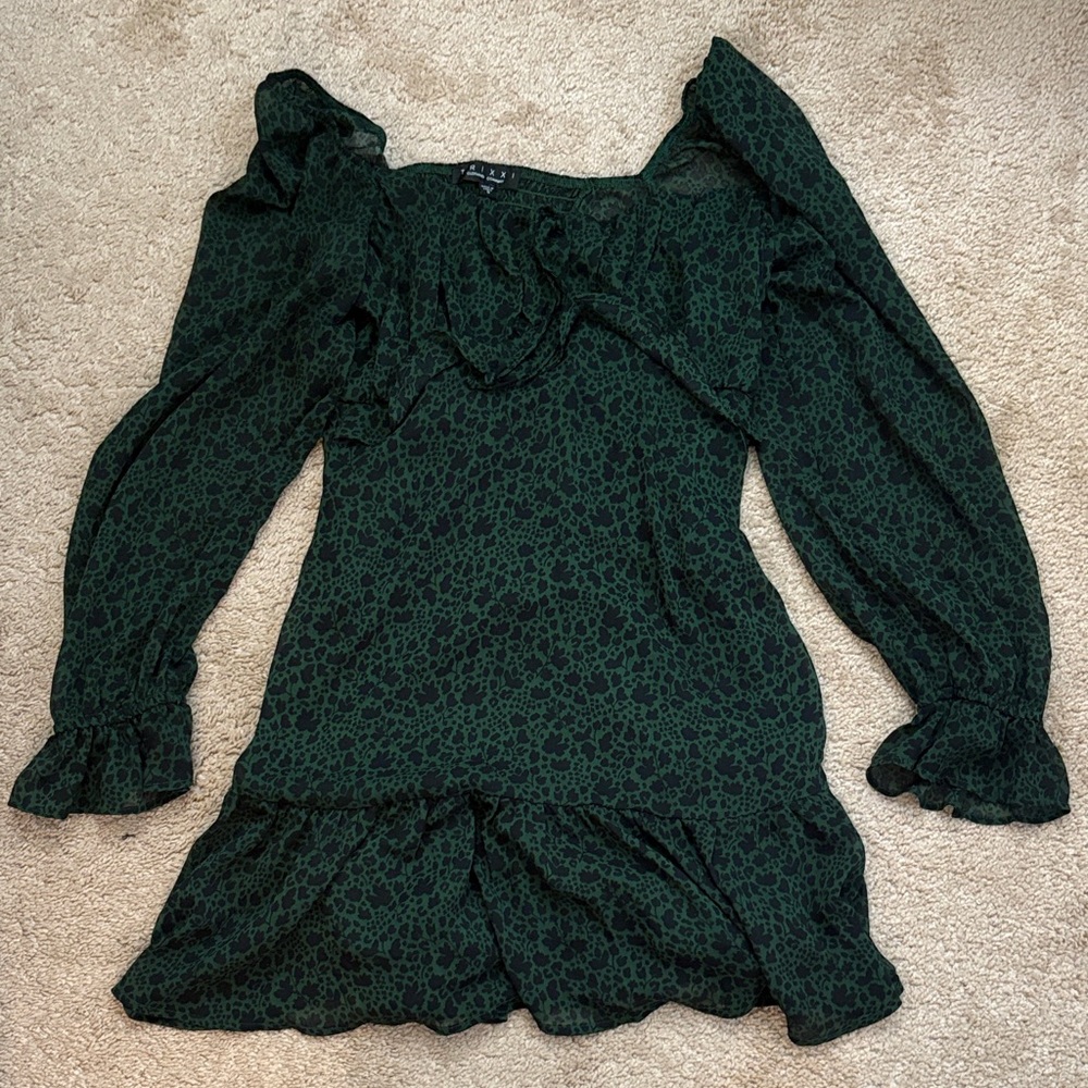 Trixxi Dark Green Long Sleeve Dress